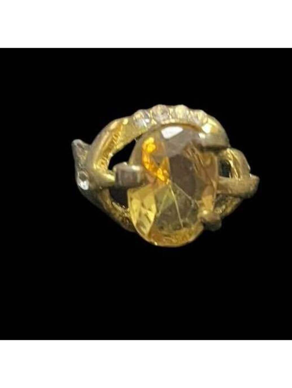 FRANCES. Gold-Toned Ring with Oval Yellow Stone
